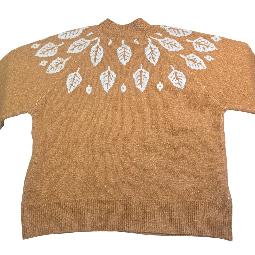 Maurices Sweater Womens 2X Brown Leaf Intarsia Mock Neck Balloon Sleeve Autumn - Picture 7 of 7